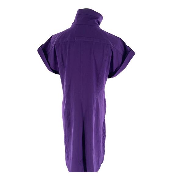 Peck & Peck Weekend Stretch Purple Half Zip Roll Tab Sleeves Shirt Dress Medium - Picture 4 of 8